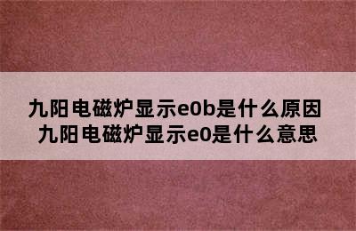 九阳电磁炉显示e0b是什么原因 九阳电磁炉显示e0是什么意思